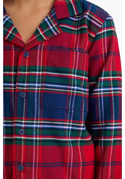 Defacto Erkek Çocuk Pijama Takımı Flanel Uzun Kollu Üst Uzun Alt F0983a825wnrd286 Kırmızı-rd286