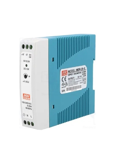 Meanwell Mdr-20-5 ,110v..220vac 5vdc/3a Güç Kaynağı Mavi - Beyaz