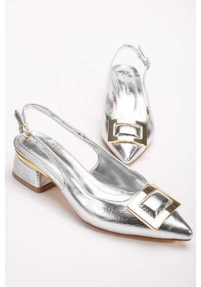 Suins Shoes Suins Milina Model Kadın Orta Topuklu Ayakkabı Gümüş