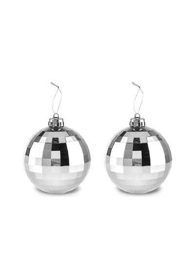 Karaca New Year Yılbaşı 2'li Set Disko Topu Ağaç Süsü Silver 8 cm