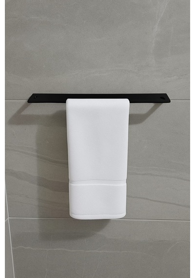 Banyo Havlu Tutacağı Duvar Tipi Siyah 2 Adet Vida Dübel Dahil Paslanmaz Çelik