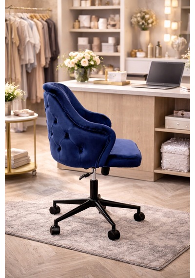 Dekoratif Çalışma Sandalyesi Makyaj Masası, Butik Ve Kamera Önü Kullanım Lacivert Dekoratif Çalışma Sandalyesi Makyaj Masası, Butik Ve Kamera Önü Kullanım Lacivert