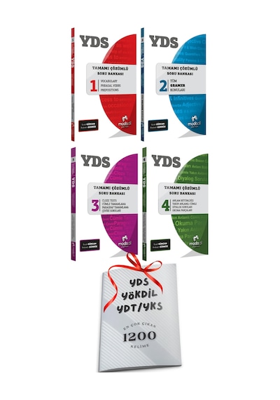 Yds Modadil Tüm Dersler 4lü Modüler Soru Bankası Seti Vocabulary+gramer+cümle+anlam + 1200 Kelime