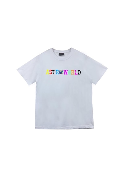 Stoned&Fame Astraworld Travis Scott Baskılı Unisex %100 Pamuk Beyaz T-shirt Beyaz