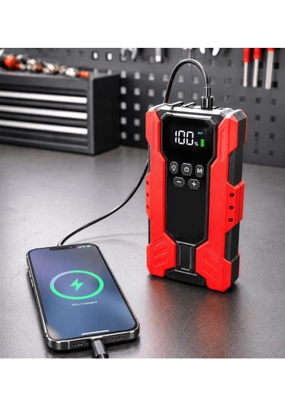 Akü Ateşleyici Portatif Hava Kompresörü Yüksek Basınçlı Lastik Şişirme Pompası Powerbank Özellikli Dijital E Diğer