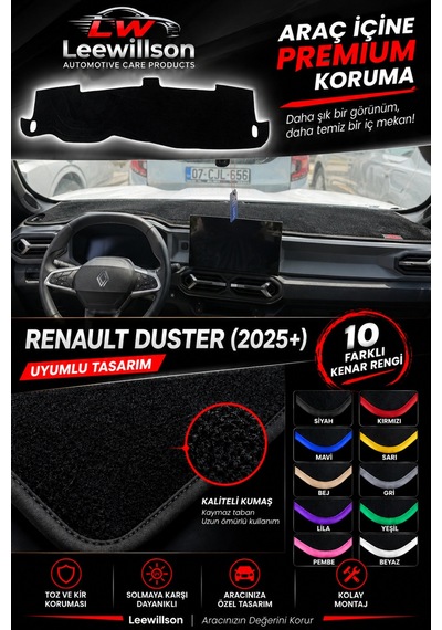 Renault Duster 2025+ Ön Gögüs Panel Torpido Koruma Koruyucu Kilifi Halisi Örtüsü