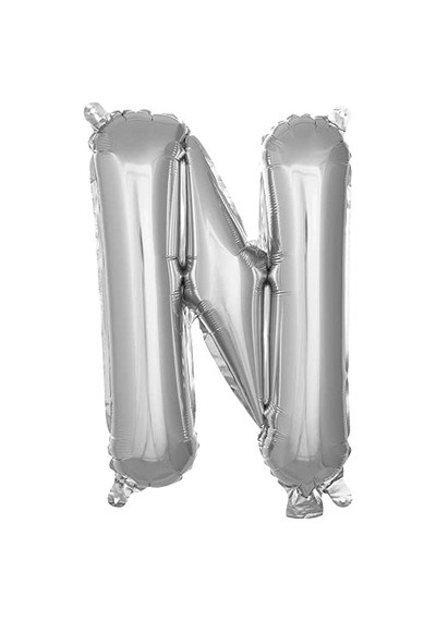 N Harfi 16 İnç Gümüş Renk Folyo Balon 36 Cm Gümüş Genel