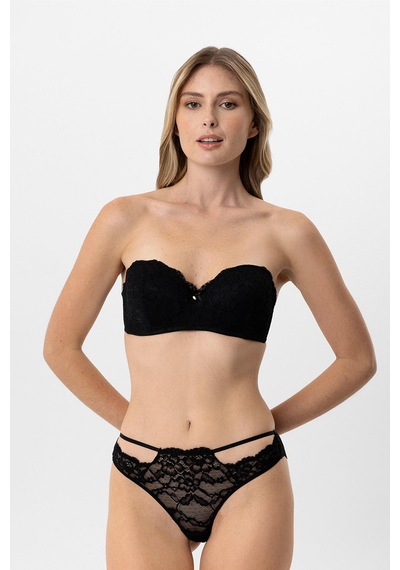 Pierre Cardin Lingerie Lotus Straplez Dantelli Sütyen Takımı Siyah