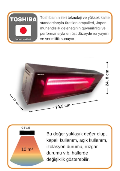 Vetra 2500 Watt Gsv25 Su Dayanıklı Seramik Camlı Elektrikli Isıtıcı-siyah