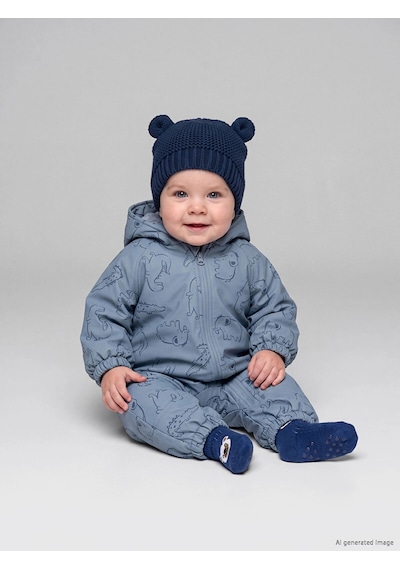 LC Waikiki Lcw Baby Mavi Su İtici Erkek Bebek Astronot Mont Dull Blue Prınte