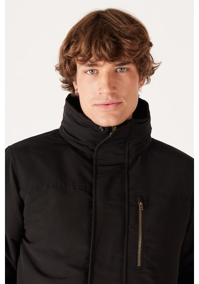 Wrangler Regular Fit Normal Kesim Kapüşonlu Siyah Parka W40BWW001 Siyah