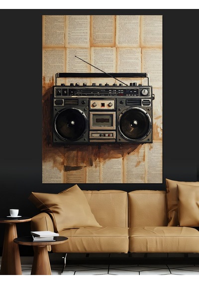 Ahşap Tablo Eski Nostaljik Radyo Ve Kasetçalar
