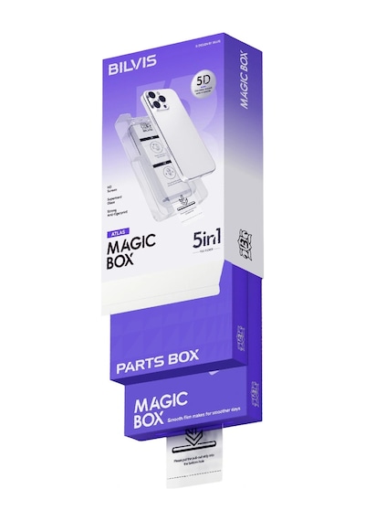 İphone 12 Bilvis 5in1 3d Magic Cam Ekran Koruyucu - Siyah