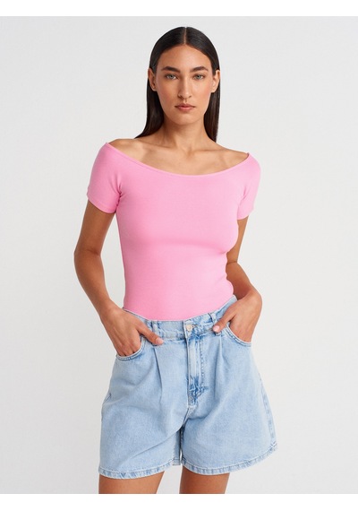 Dilvin 31922 Kısa Kollu T-shirt-pembe Pembe