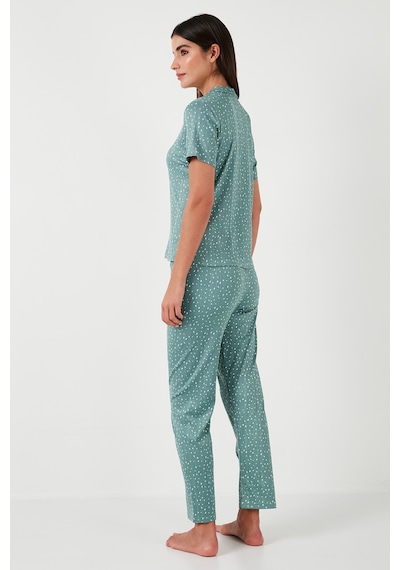 Lela Regular Fit Gömlek Yaka Kısa Kollu Bayan Pijama Takımı 65780124 Mint