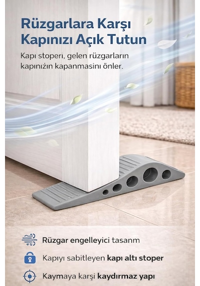 4 Adet Gri Silikon Kapı Altı Stoperi Kaydırmaz Kapı Durdurucu 12 Cm Kapı Sabitleyici