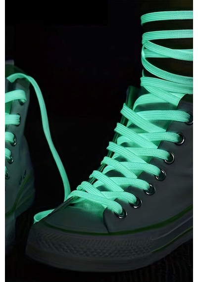 Hapshoe Fosforlu Neon Mavi 1 Cm Kalınlığında 1 Çift Yassı Spor Ayakkabı Bağcığı Mavi
