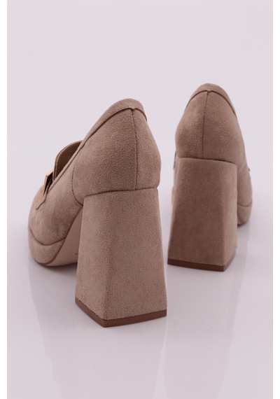 Dgn K3803 Kadin Topuklu Loafer Ayakkabi K3803-424-R1920 Vizon