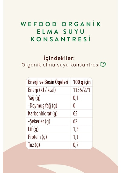 Organik Elma Suyu Konsantresi 340 Gr 4'lü