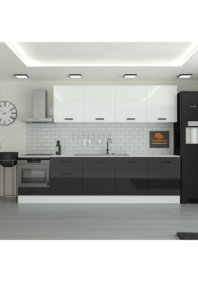 300 Cm Mutfak Dolabı Mdf Kapak Tezgah Dahil Yrkn300 99 Siyah
