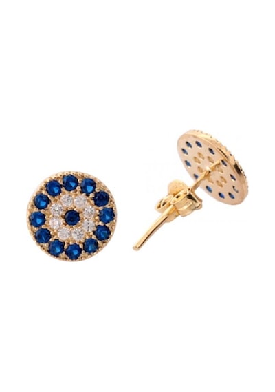 Nazar Boncuklu Rose Gold Kaplama Gümüş Nokta Küpe Gümüş
