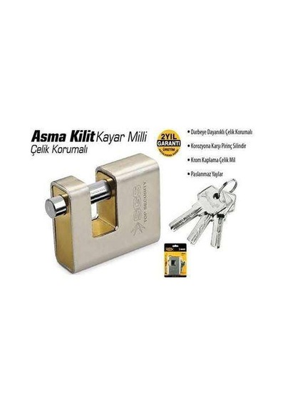 Sgs Yassı Asma Kilit Kayar Milli Çelik Korumalı 90mm Sgs1372