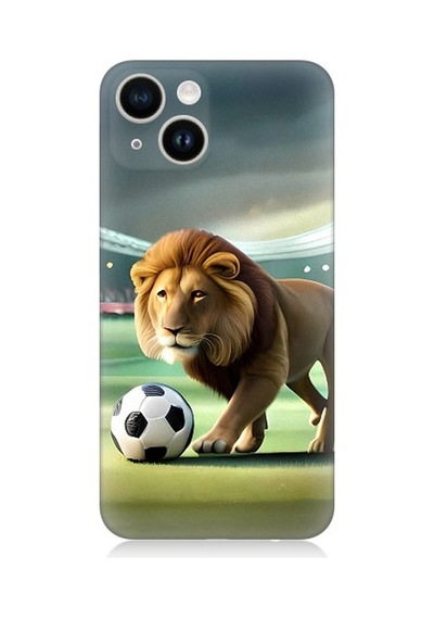 Apple Uyumlu iPhone 13 Mini Gol Atan Aslan Desenli Silikon Kılıf