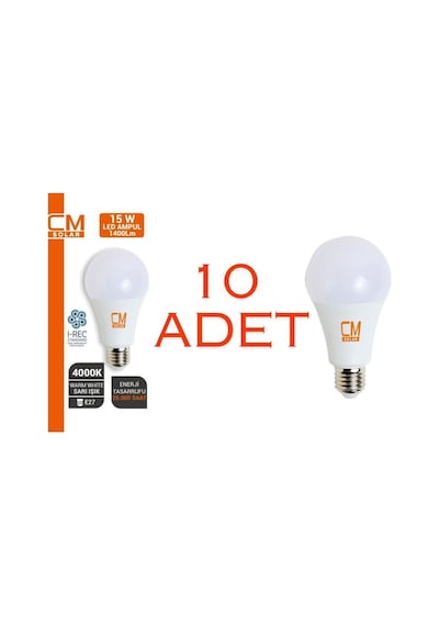 15w E27 Duy 4000k Gün Işığı Led Ev Ampulü 10'lu Paket