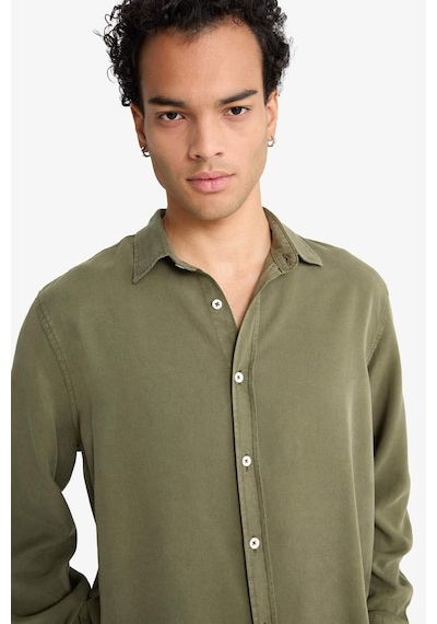 Defacto Regular Fit Twill Uzun Kollu Gömlek G0406ax25aukh438 Haki