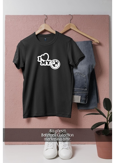 Oversize I Love My Bmw Tasarımlı Unisex T-shirt Siyah
