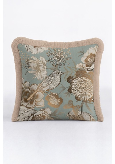 Lüks Vintage Kuşlu Saçaklı Yastık Kılıfı - Pastoral Bohem Mavi Altın Renkli Püsküllü Kırlent Kılıfı Batımı Cam Göbeği Lüks Vintage Kuşlu Saçaklı Yastık Kılıfı - Pastoral Bohem Mavi Altın Renkli Püsküllü Kırlent Kılıfı Batımı Cam Göbeği