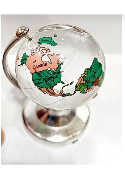 Mini Kristal Renkli Cam Dünya Küresi 5 Cm Çap Ayaklı Kristal Cam