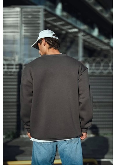 Etiler Collection Kışlık Bisiklet Yaka Üç İplik Basic Sweatshirt - Antrasit