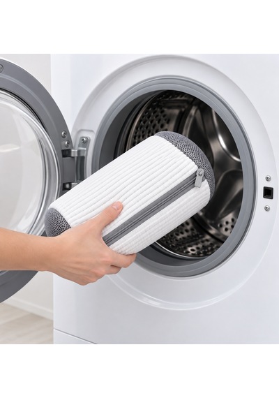 Ayakkabı Yıkama Çantası 40x20 Cm Makinede Deforme Önleyici Fermuarlı Yıkama Filesi Beyaz