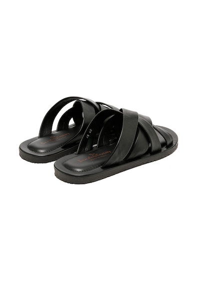 Black Terlik Erkek M7727 The Sandals Factory Leather Upper Sandals Siyah
