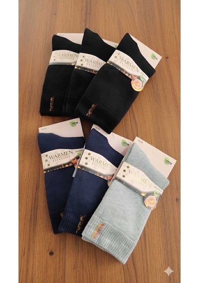 Kadın Bambu Thermal Havlu Çorap, Dikişsiz, Asorti 6'lı Paket, 36-40 Set 2