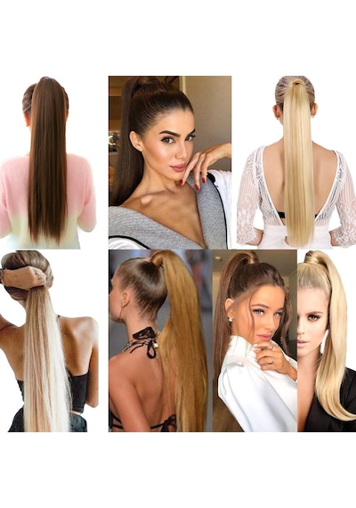 Lastik Tokalı At Kuyruğu Düz / Siyah - Elm-01-718160 Çok Renkli
