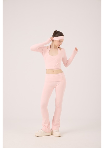 Holly Lolly Beli Kıvrımlı Flare Ellen Tayt Pantolon Pembe