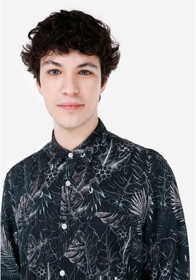 Colin's Colins Regular Fit Shirt Neck Baskılı Erkek Yeşil Uzun Kol Gömlek Cl1066940 Q1.v1 Pgr Yeşil