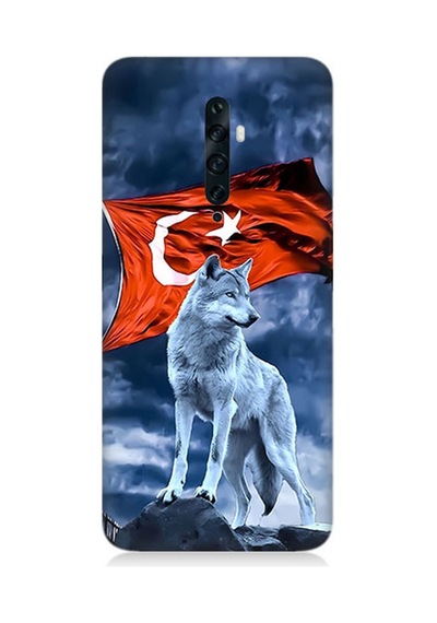 Oppo Reno 2z Uyumlu Silikon Kılıf Kurt Göktürk Ve Bayrak