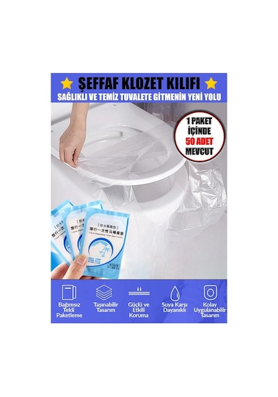 Yıldızhane Şeffaf Klozet Kapak Kılıfı Naylon Klozet Kapak Örtüsü 50 Adet Tyck5bl0cn172614563068320 Diğer