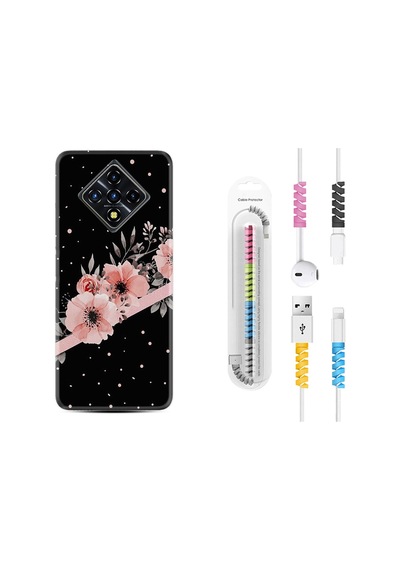 Infinix Zero 8 Kılıf Kablo Koruyuculu Siyah Şerit Mermer 1298
