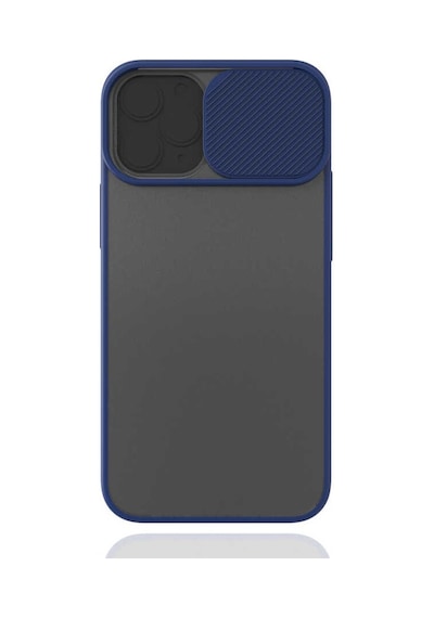 Kilifone - Apple Uyumlu iPhone 12 Mini - Kılıf Slayt Sürgülü Arkası Buzlu Lensi Kapak - Lacivert