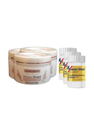 Süper Three Brand 100 Ml Arnavut 3 Adet + Russıan Glare Tüy Dökücü Merhem 50 Ml 3 Ad