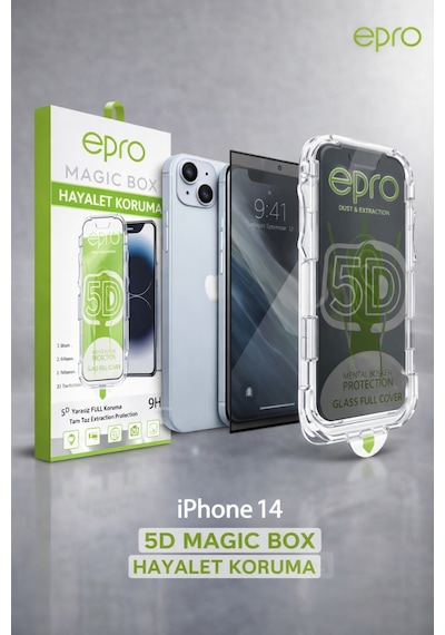 Epro Apple iPhone Uyumlu 14 5d Magic Box Hayalet Ekran Ve Kasa Koruma Seti