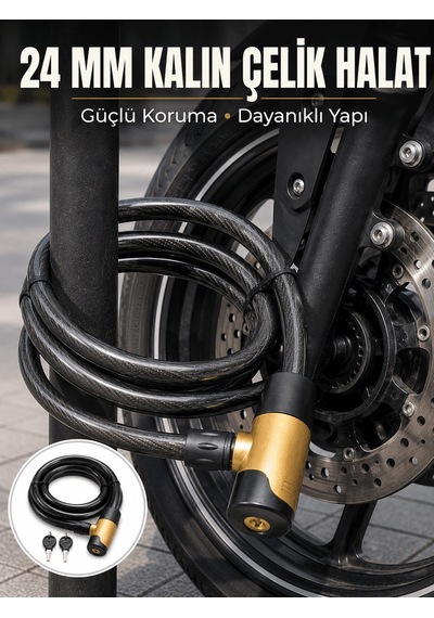Lexroo Güçlü Çelik Halat Yapısıyla Motosiklet, Bisiklet Ve Scoote Çok Renkli