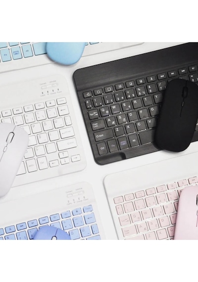 Bluetooth Kablosuz Klavye Ve Mouse Seti Kablosuz Klavye Renkli 150h Şarjlı