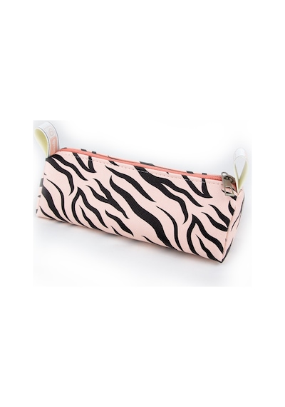 Kalem Kutusu Pastel Renk Zebra Pembe-siyah Vegan Deri Kalemlik V