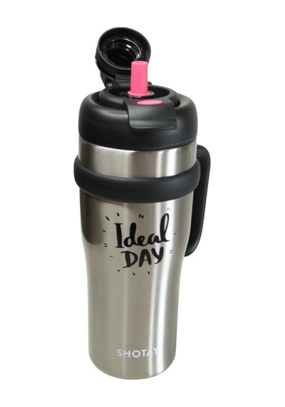 Shotay St-8919 Çift Kullanım Pipetli/rahat İçim Gri 1000ml Çelik Termos Diğer