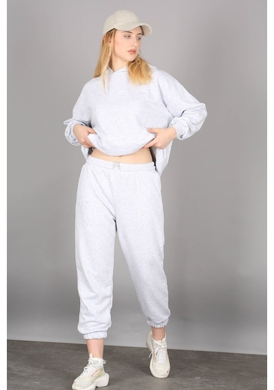 Madmext Mad Girls Gri Kapüşonlu Kadın Eşofman Takımı Mg1225 Gri